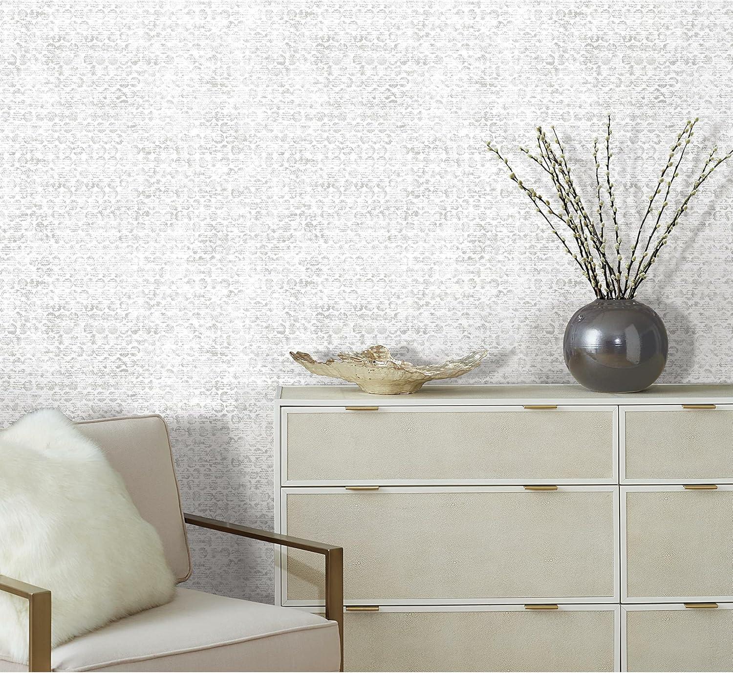 White and Gray Textured Peel and Stick Wallpaper Roll