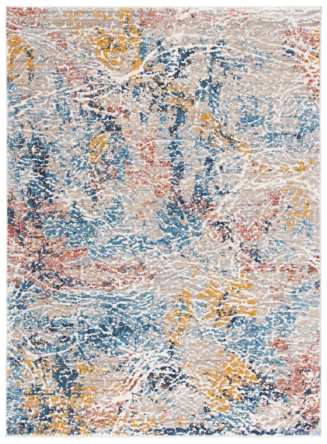 Madison MAD494 Power Loomed Area Rug - Grey/Orange - 5'3"x7'6" - Safavieh.