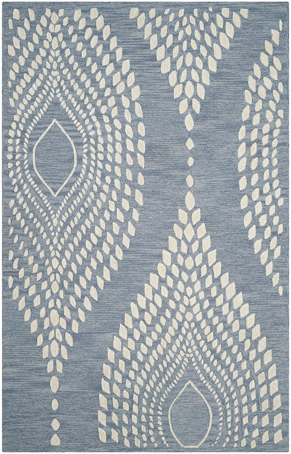 Bella BEL126 Hand Tufted Area Rug - Blue/Ivory - 5'x8' - Safavieh.