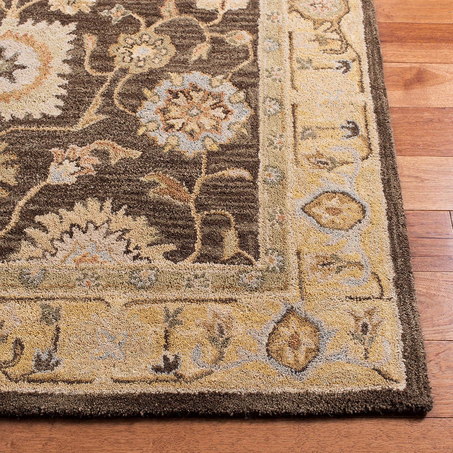 SAFAVIEH Anatolia Sherman Floral Wool Runner Rug, Brown/Taupe, 2'3" x 8'