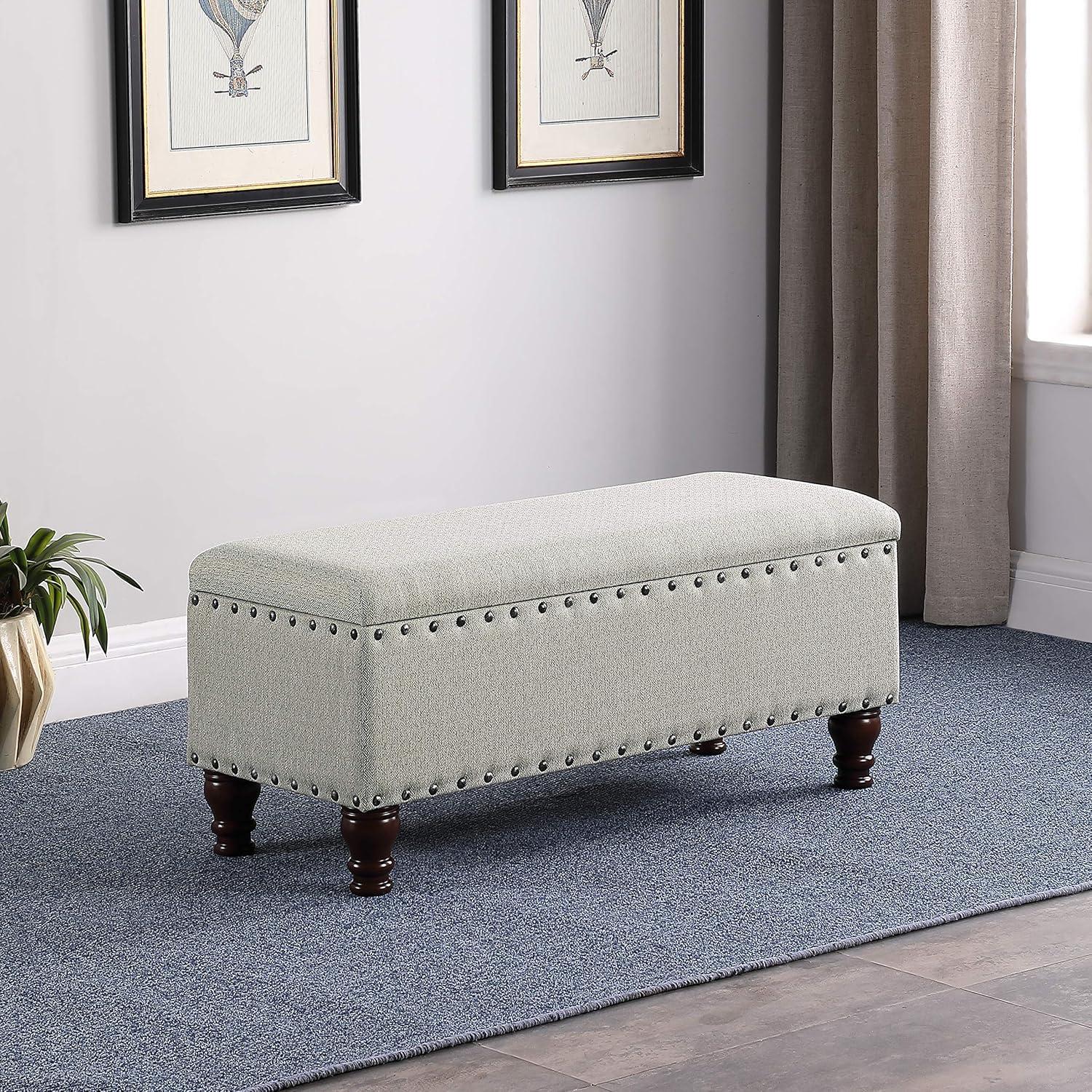 Large Storage Bench with Nailhead Trim - HomePop