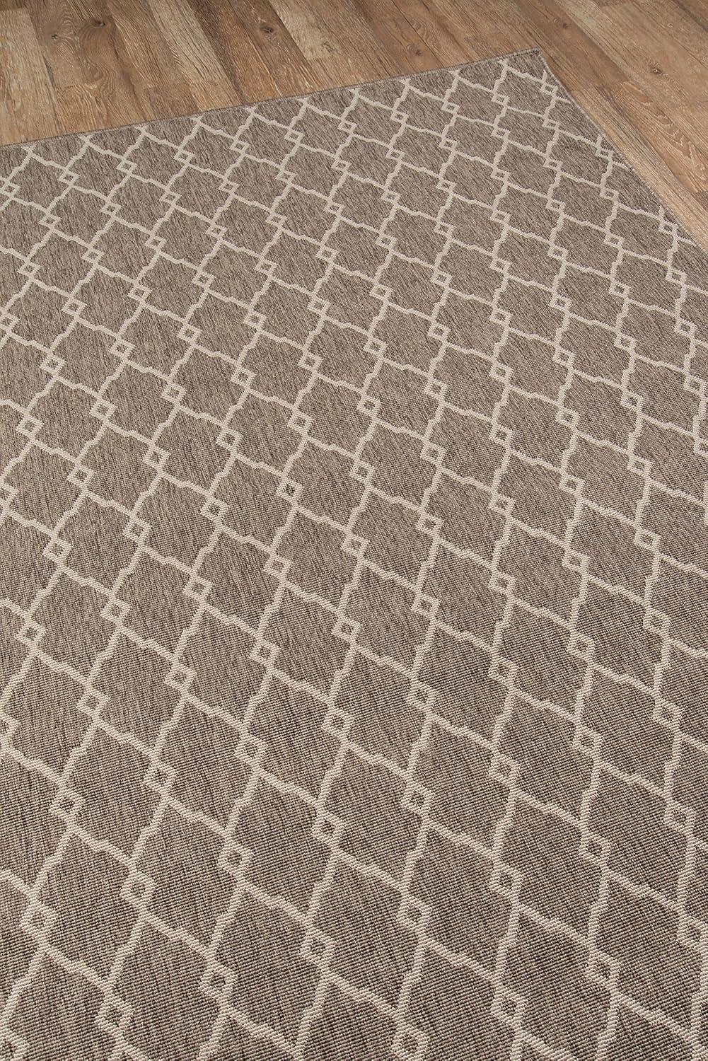 Taupe Trellis Synthetic Washable Rectangular Rug 5'3" x 7'6"