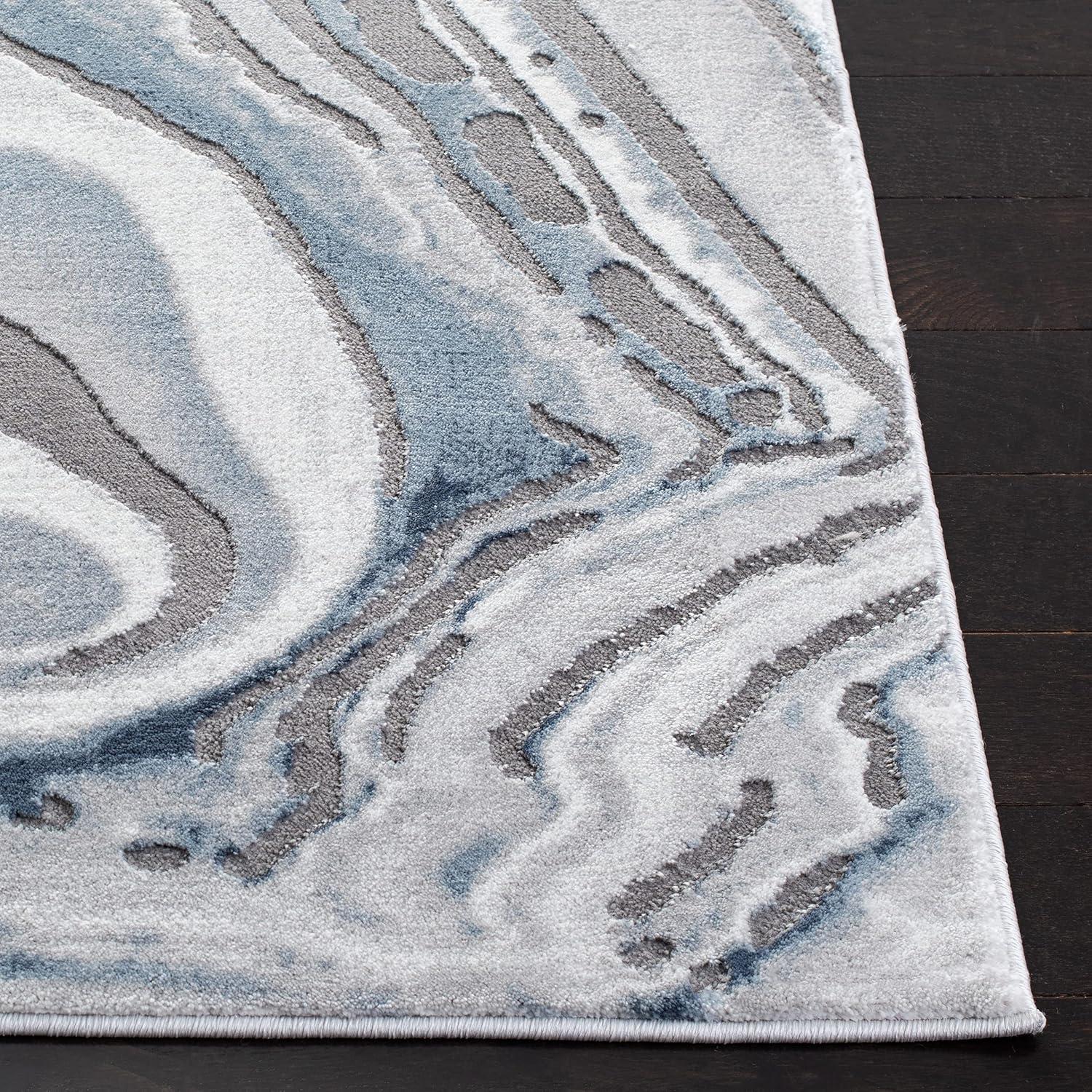 SAFAVIEH Craft Millse Abstract Swirls Area Rug, Blue/Grey, 6'7" x 9'