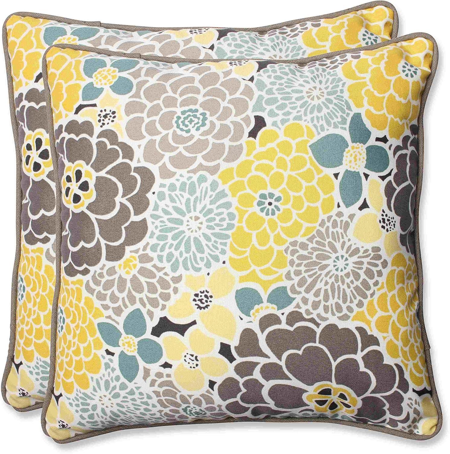 Full Bloom Floral Indoor/Outdoor Reversible Throw Pillow (Set of 2)