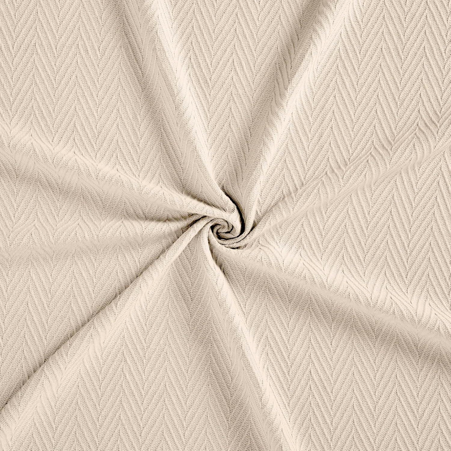 Superior Dobbyweave Knit Cotton Blanket, All Season Bed Blanket, Full/Queen 88" x 100", Ivory