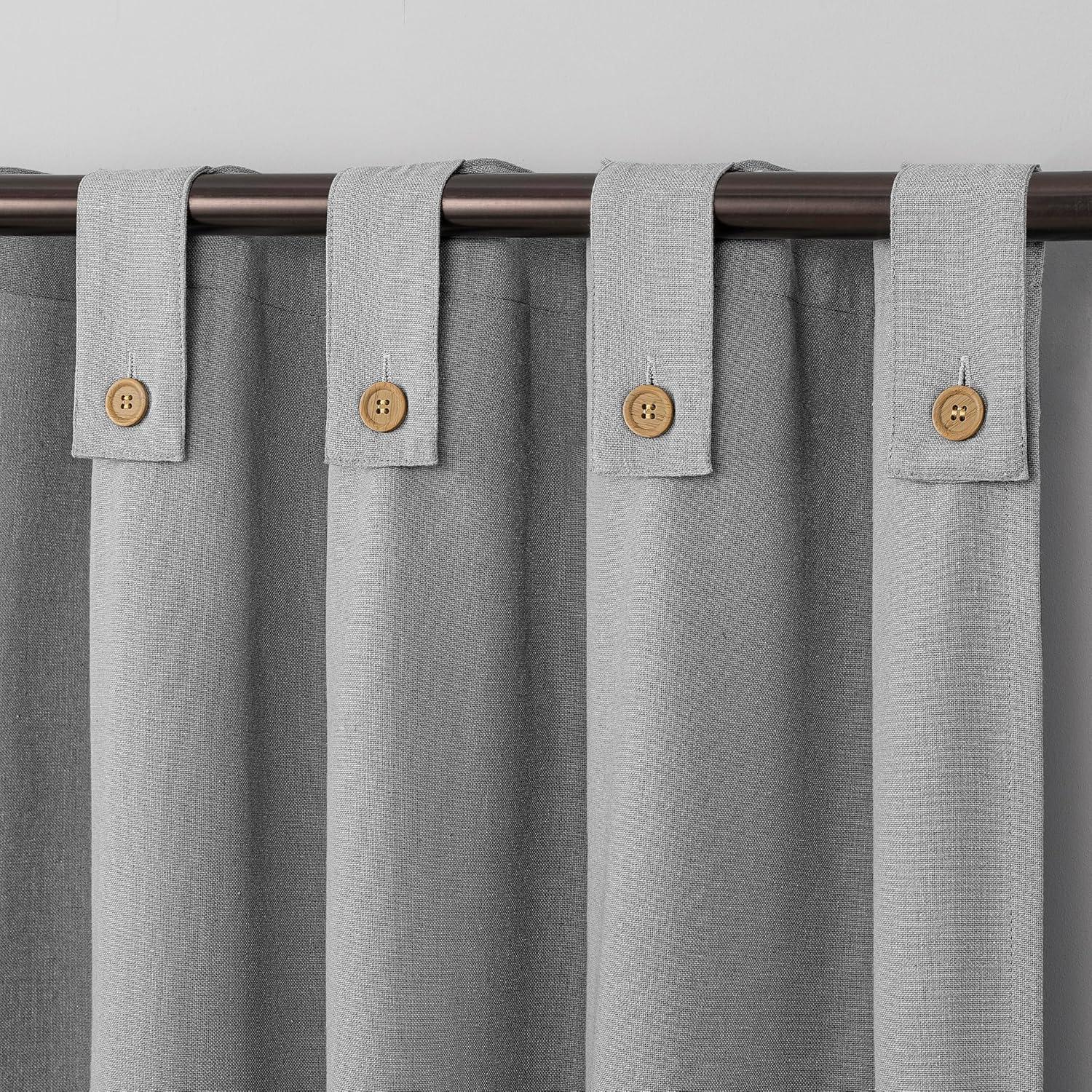 Archaeo Cotton Blend Button Tab Top Curtain, 40"x84", Gray