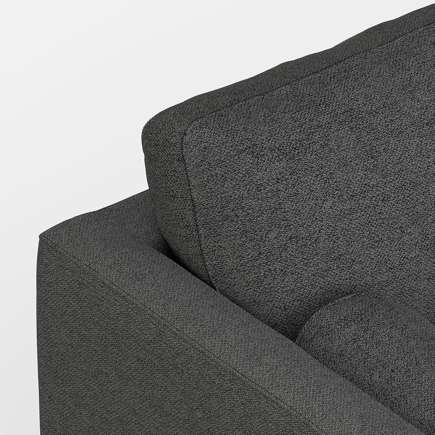 Simpli Home Morrison Mid-Century Modern Couch for Living Room, Eco-Friendly Woven-Blend Fabric with Removable Cushions