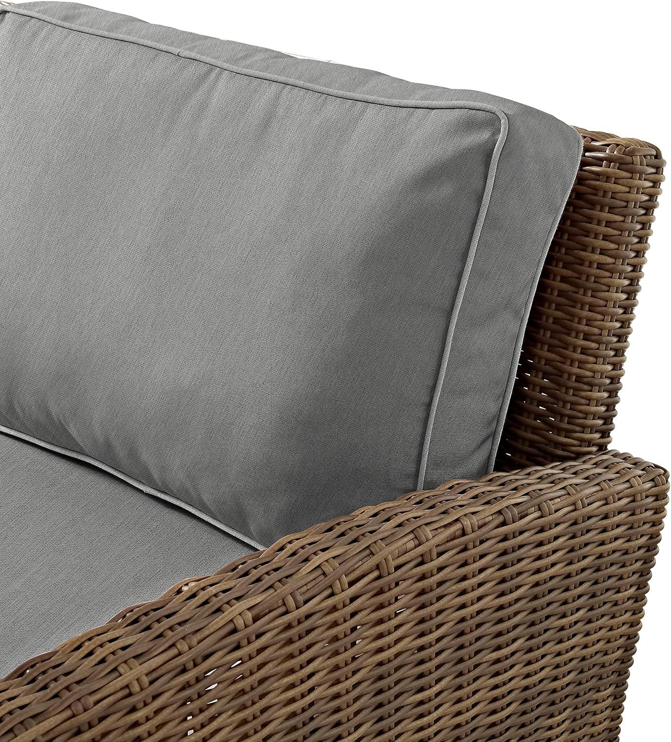 Bradenton 3pc Outdoor Wicker Arm Chairs with Side Table: Steel Frame, UV-Resistant - Crosley