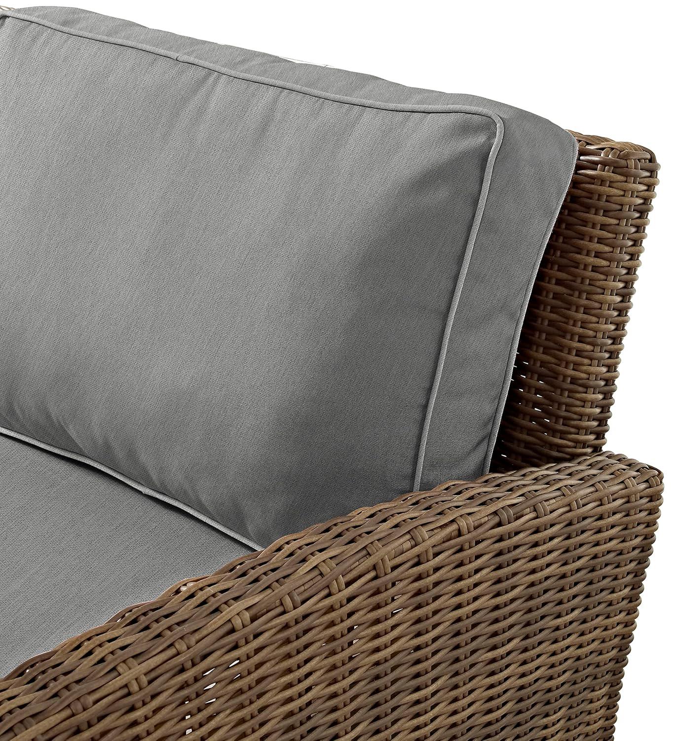 Bradenton 3pc Outdoor Wicker Arm Chairs with Side Table: Steel Frame, UV-Resistant - Crosley