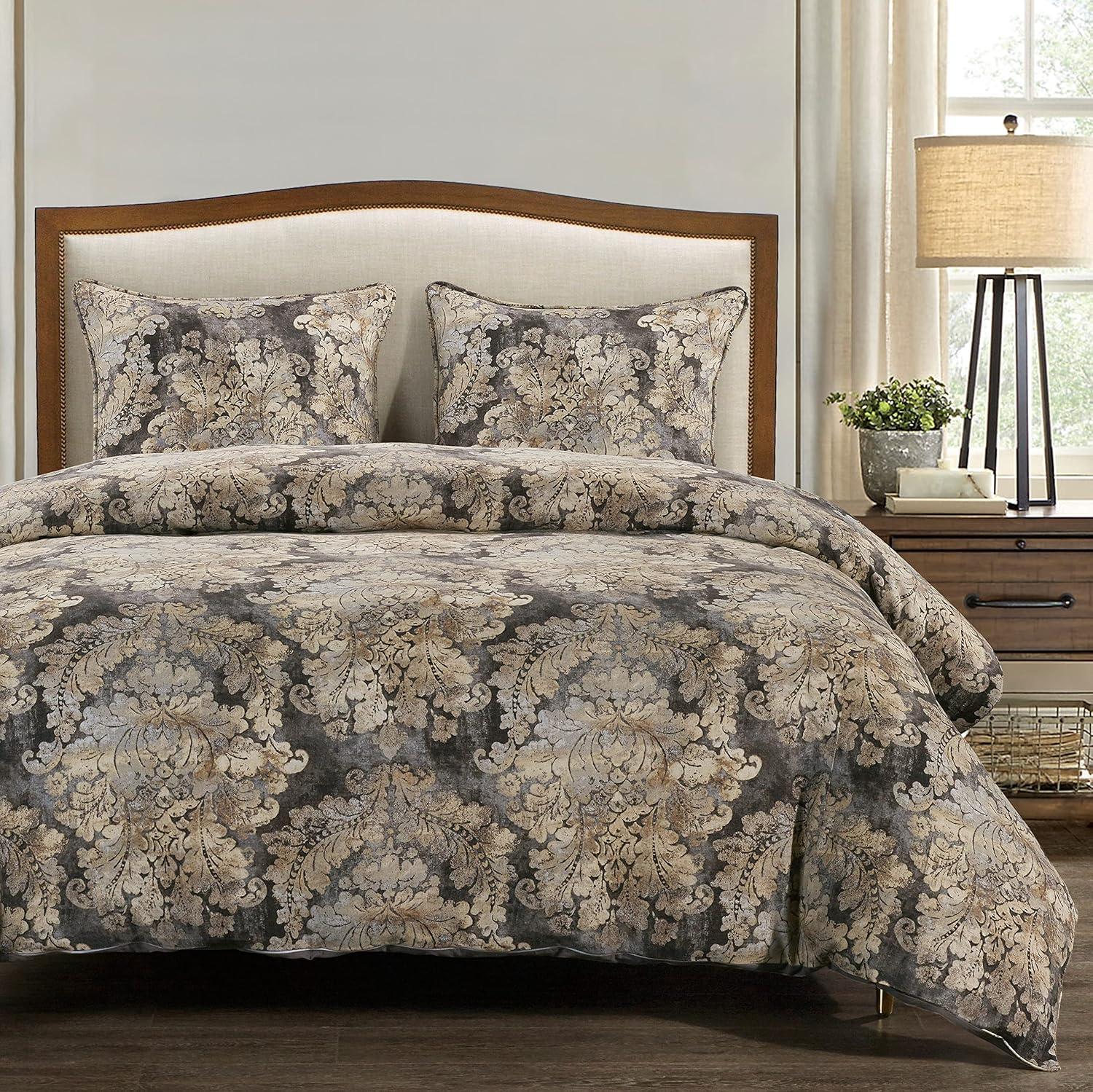 Traditional Linen Damask Duvet Cover Set