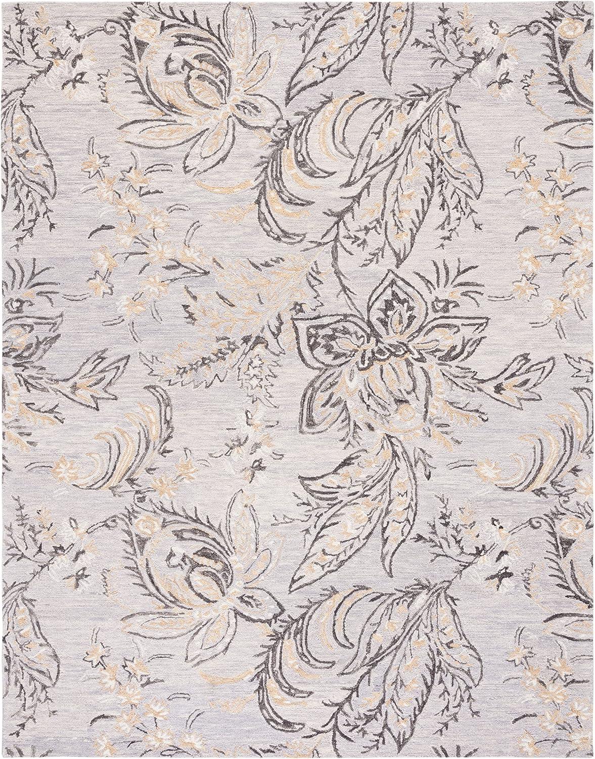 Blossom BLM275 Hand Tufted Area Rug - Grey/Yellow - 8'x10' - Safavieh.