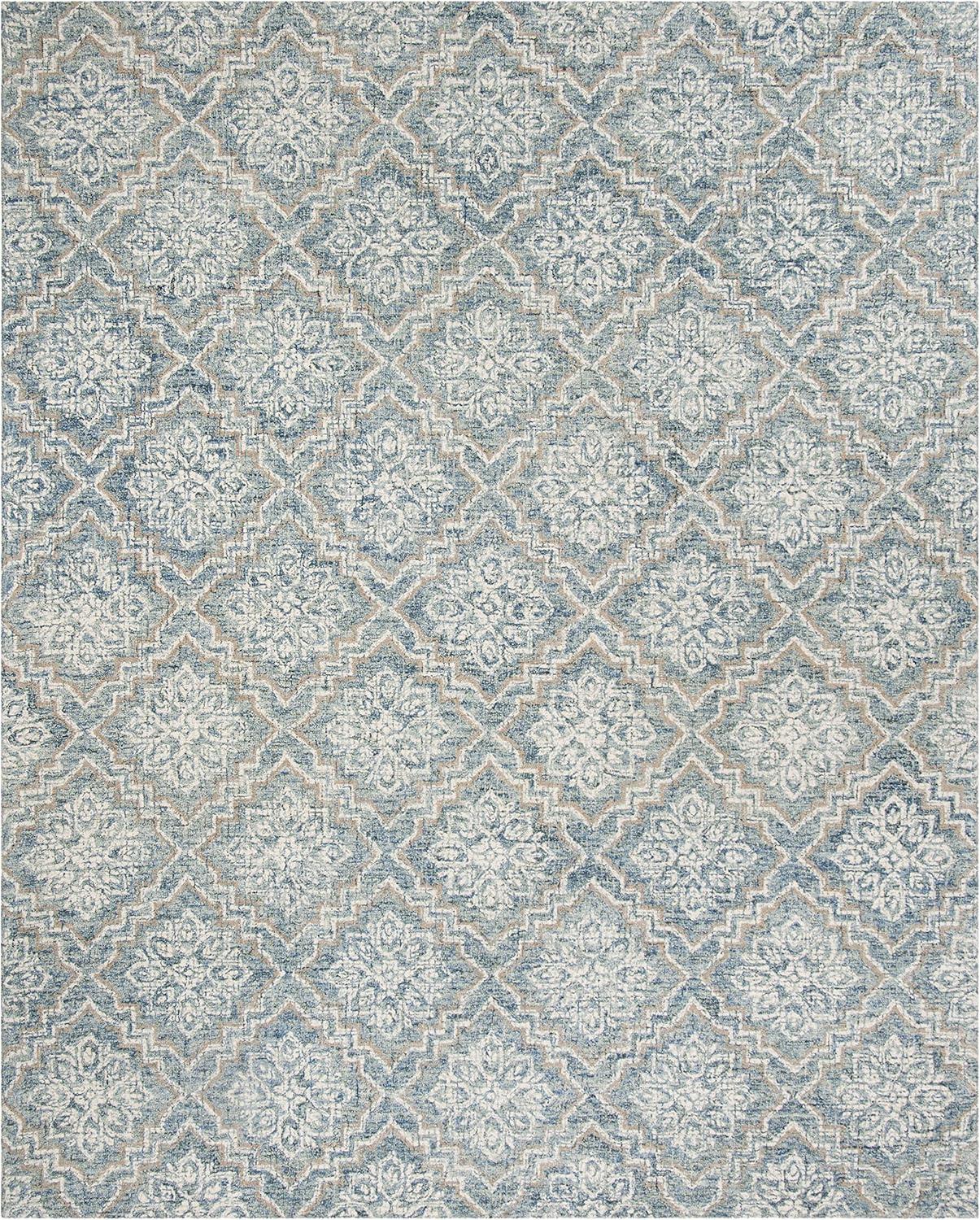 SAFAVIEH Abstract Drew Abstract Wool Area Rug, Blue/Grey, 9' x 12'