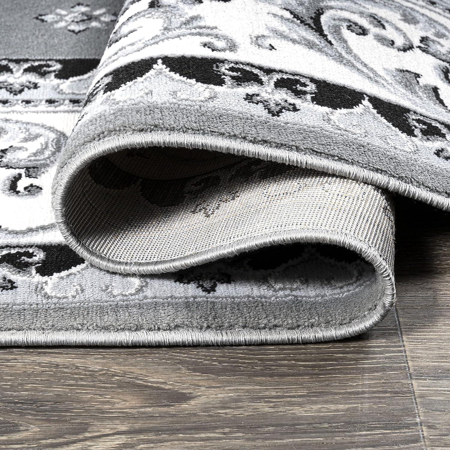 3'x 5' Acanthus French Border Area Rug, Gray/Cream - JONATHAN Y