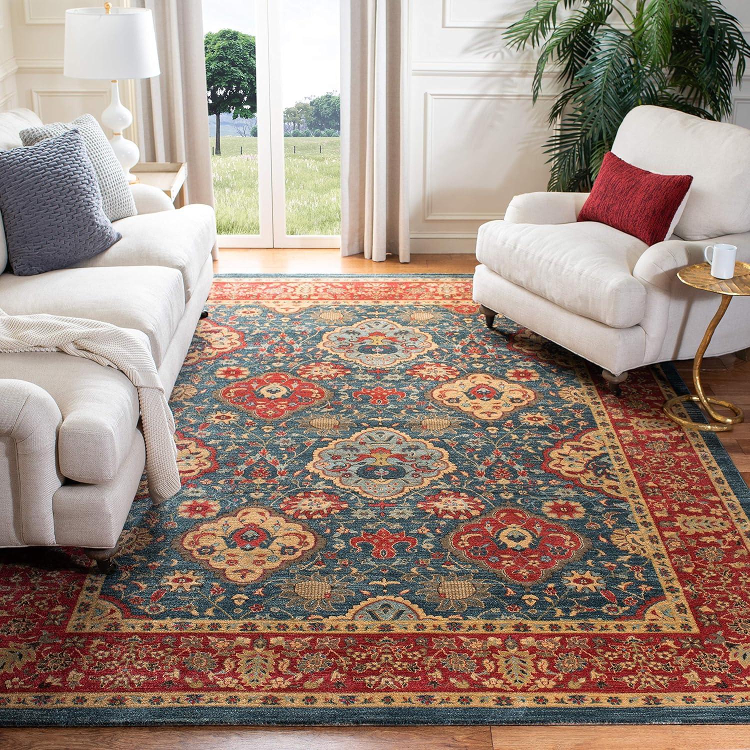 Mahal MAH655 Power Loomed Indoor Area Rug - Navy/Red - 6'7"x6'7" - Safavieh.