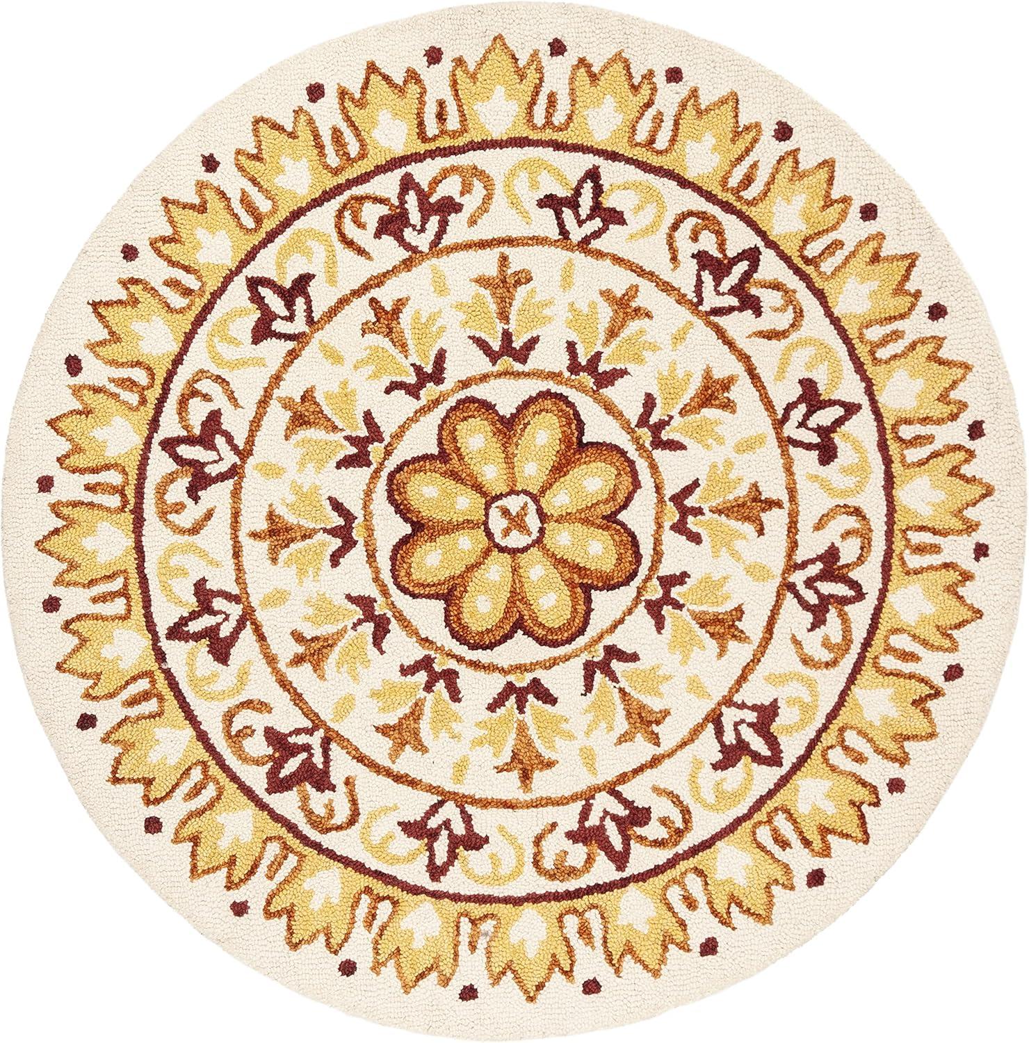 Novelty NOV607 Hand Tufted Area Rug - Ivory/Teal - 6' Round - Safavieh.