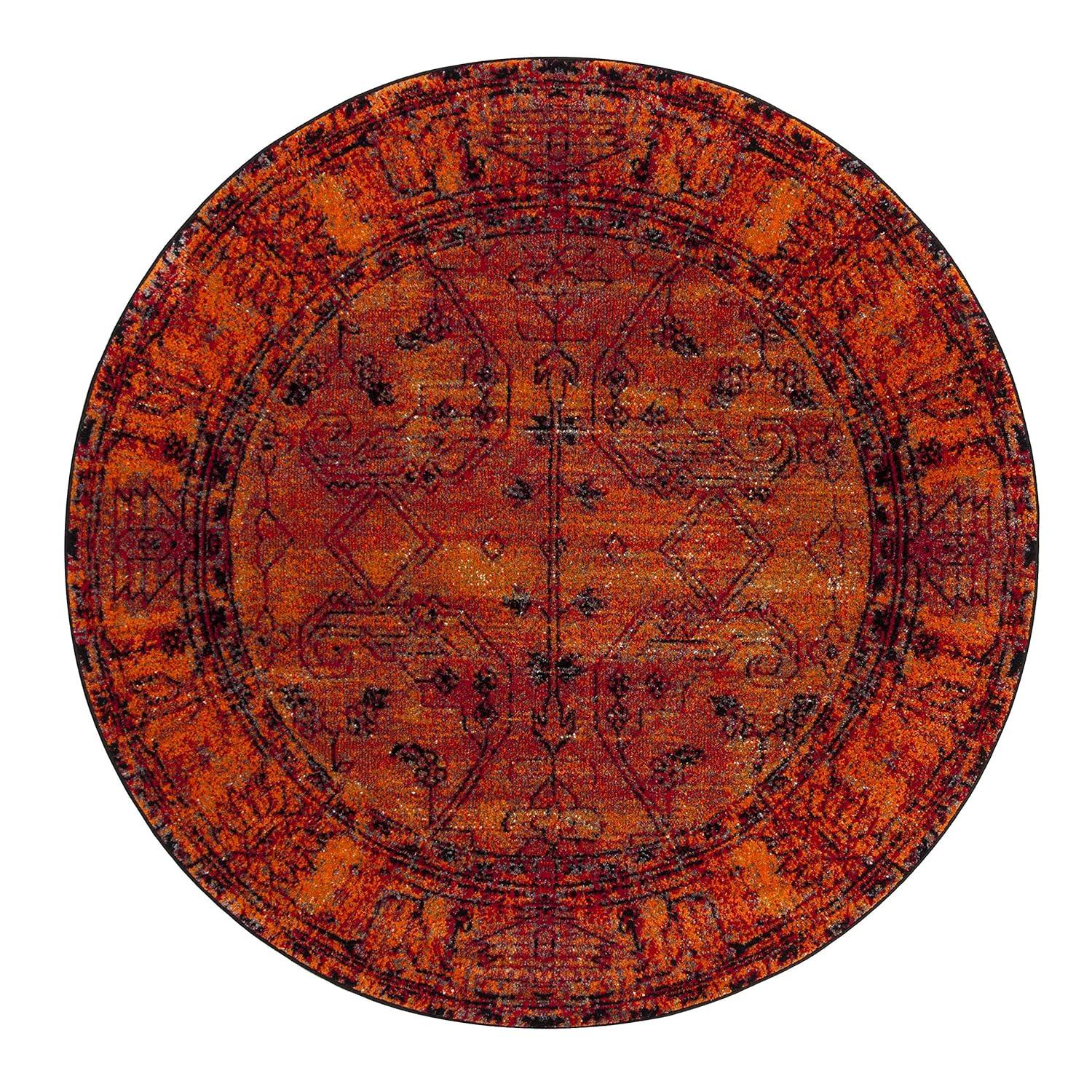 Vintage Hamadan VTH216 Power Loomed Area Rug - Orange - 9' round - Safavieh.