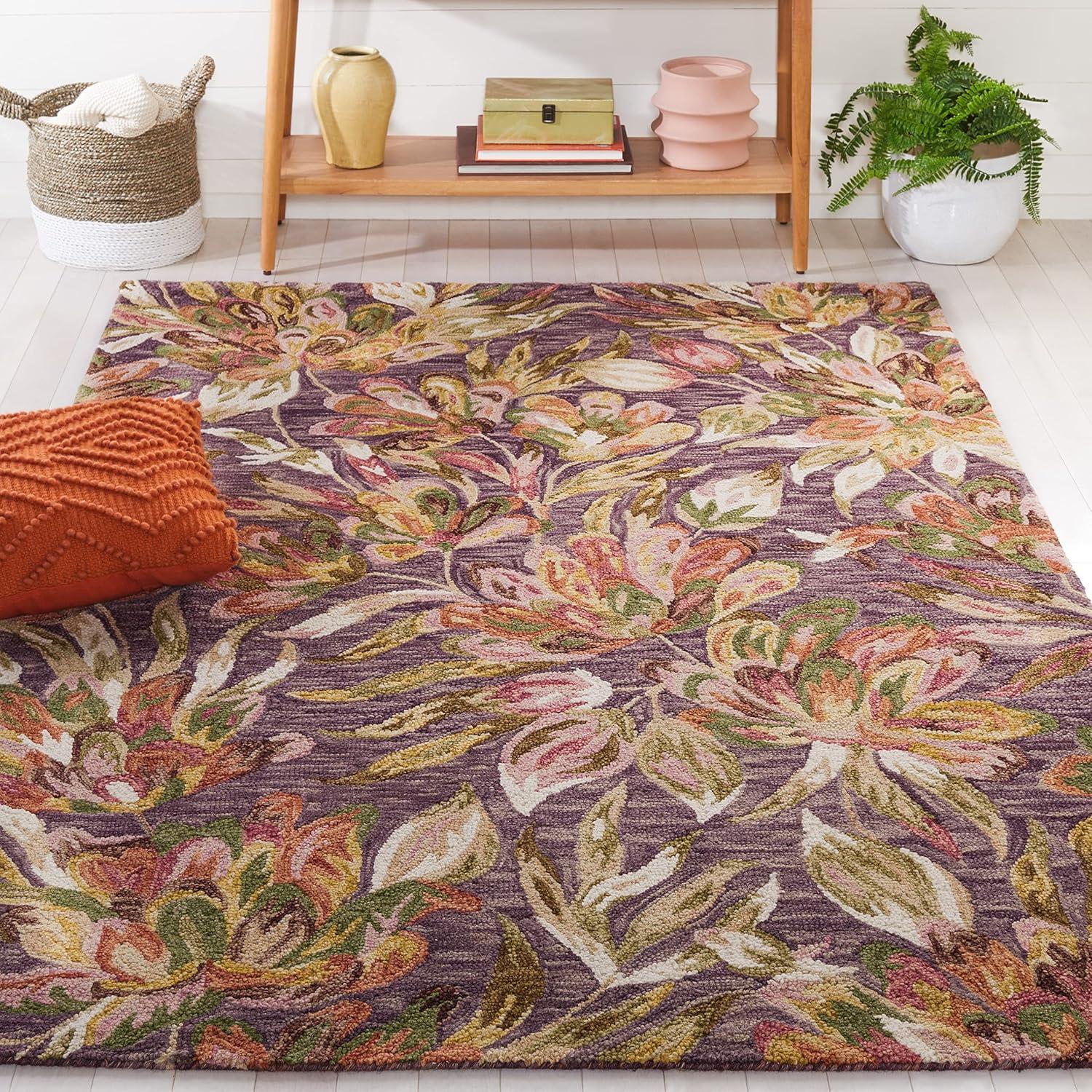 SAFAVIEH Blossom Tobias Floral Area Rug, Purple/Sage, 4' x 6'
