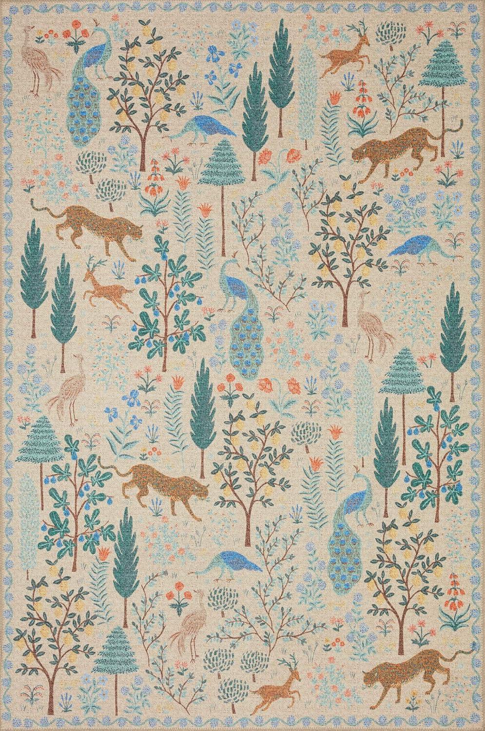 Rifle Paper Co. x Loloi Menagerie MEN-02 Forest Cream Rug