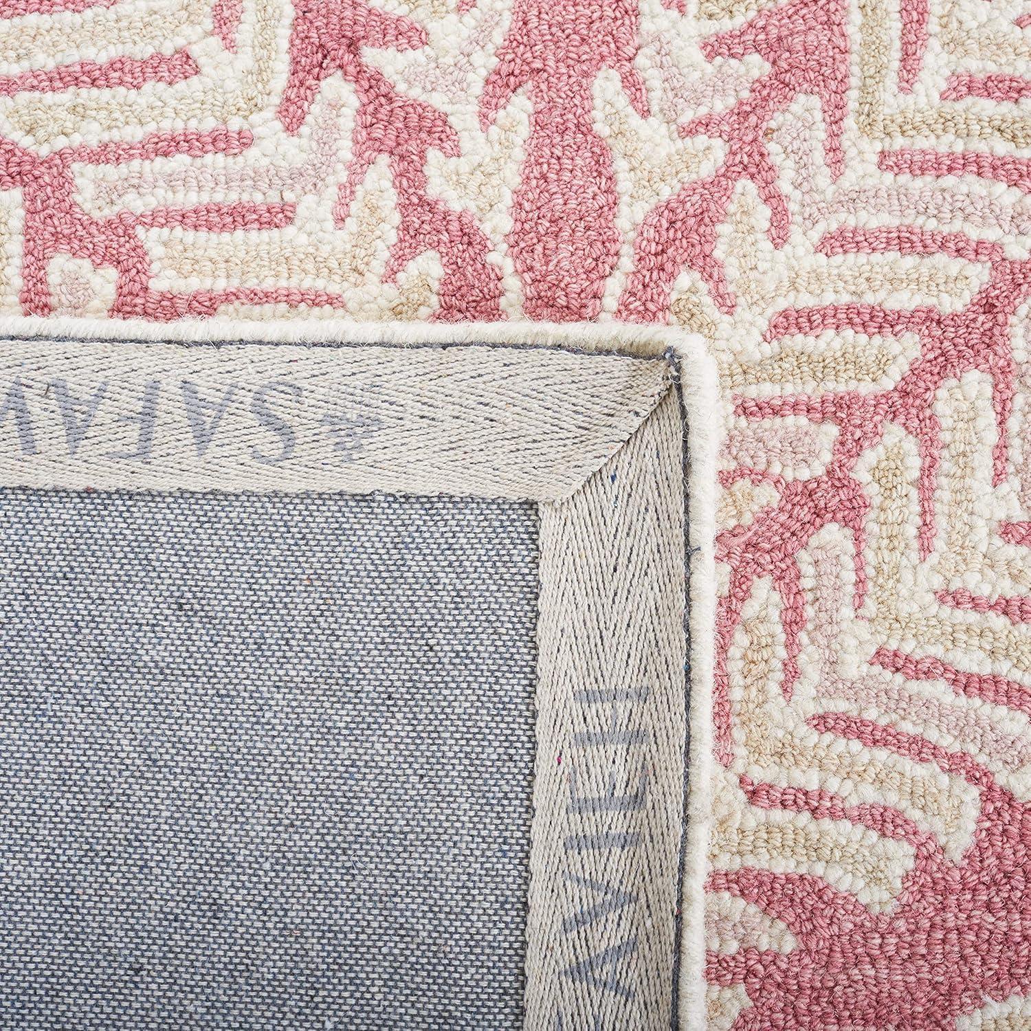 SAFAVIEH Capri Proinsias Leaves Wool Area Rug, Pink/Ivory, 8' x 8' Square