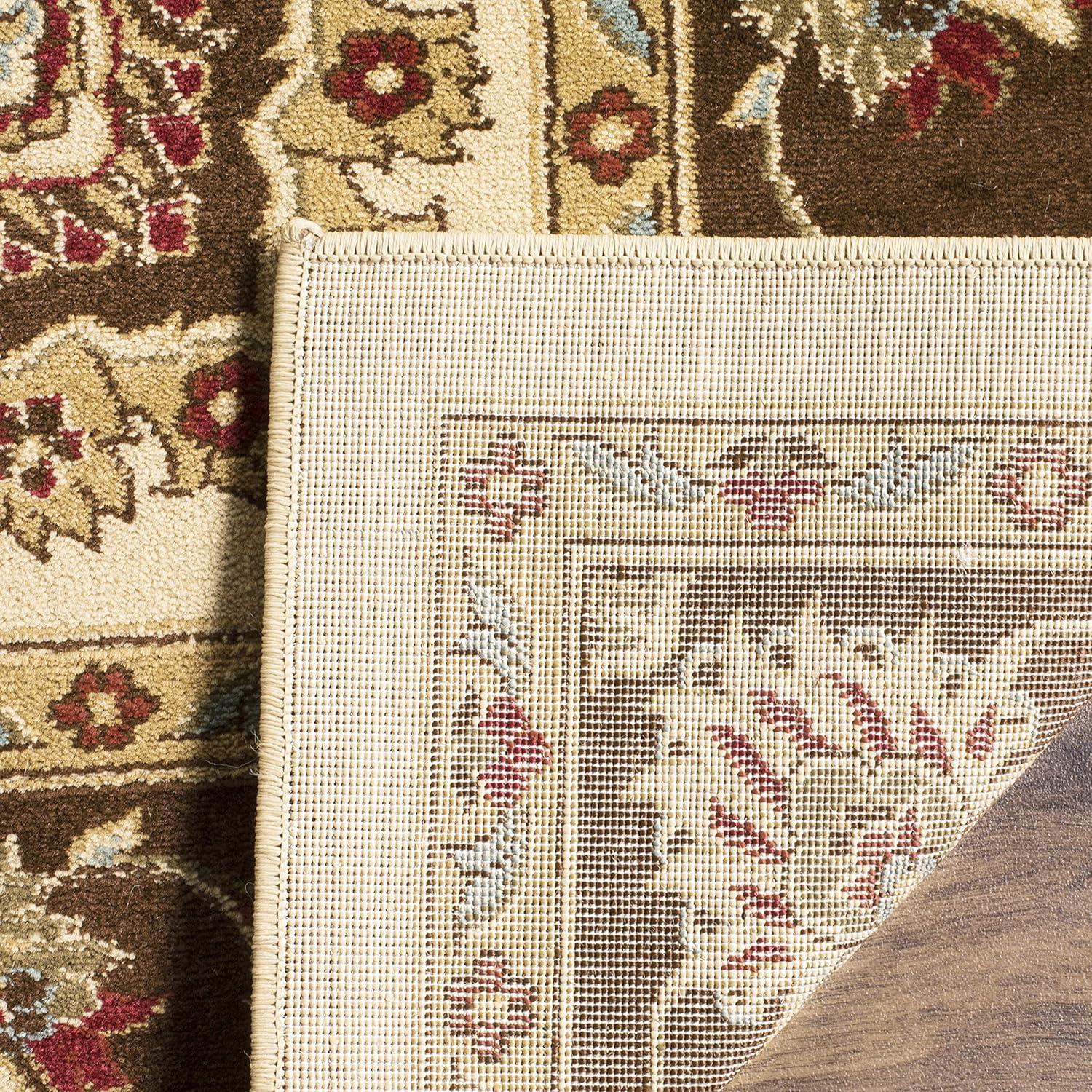 Lyndhurst LNH555 Power Loomed Area Rug - Ivory/Brown - 6'7"x9'6" - Safavieh