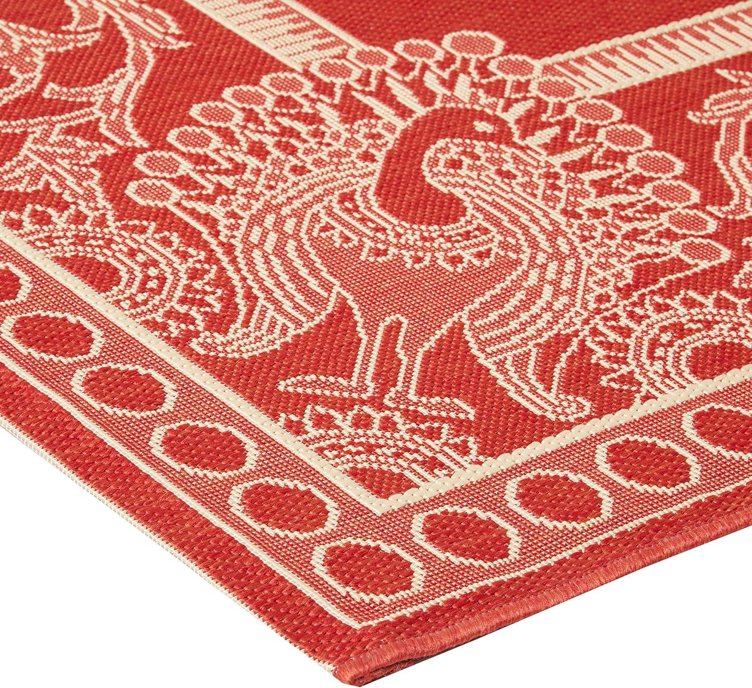 Courtyard CY2965 Power Loomed Indoor/Outdoor Area Rug - Red/Natural - 5'3"x7'7" - Safavieh.