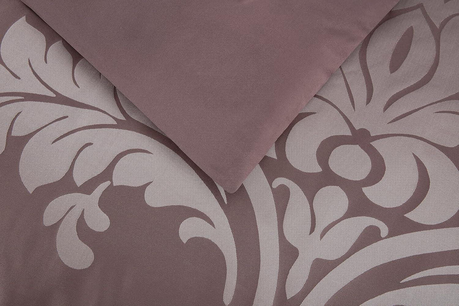 King Woodrose and Gray Jacquard Floral Comforter Set