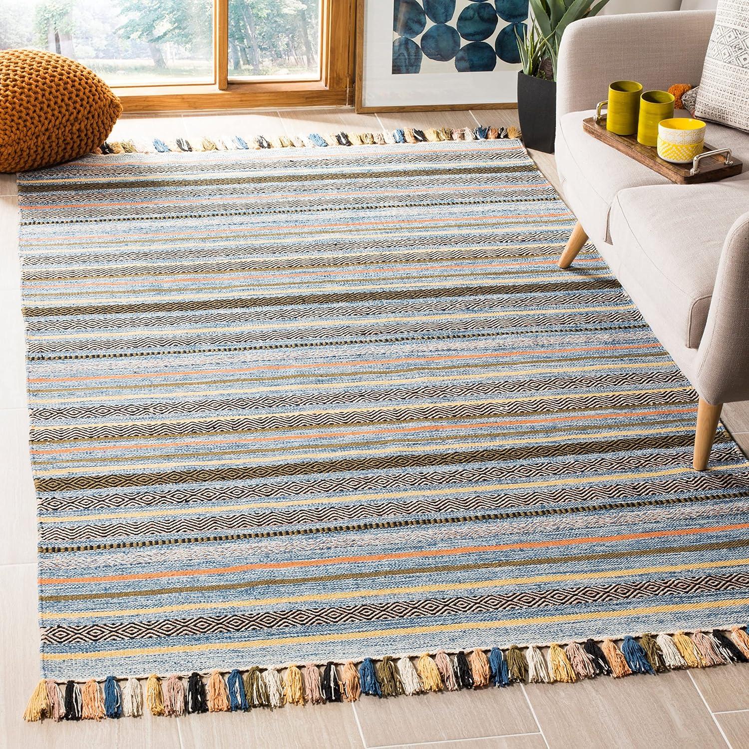 Coastal Breeze Multicolor Stripe Handwoven Cotton Runner Rug