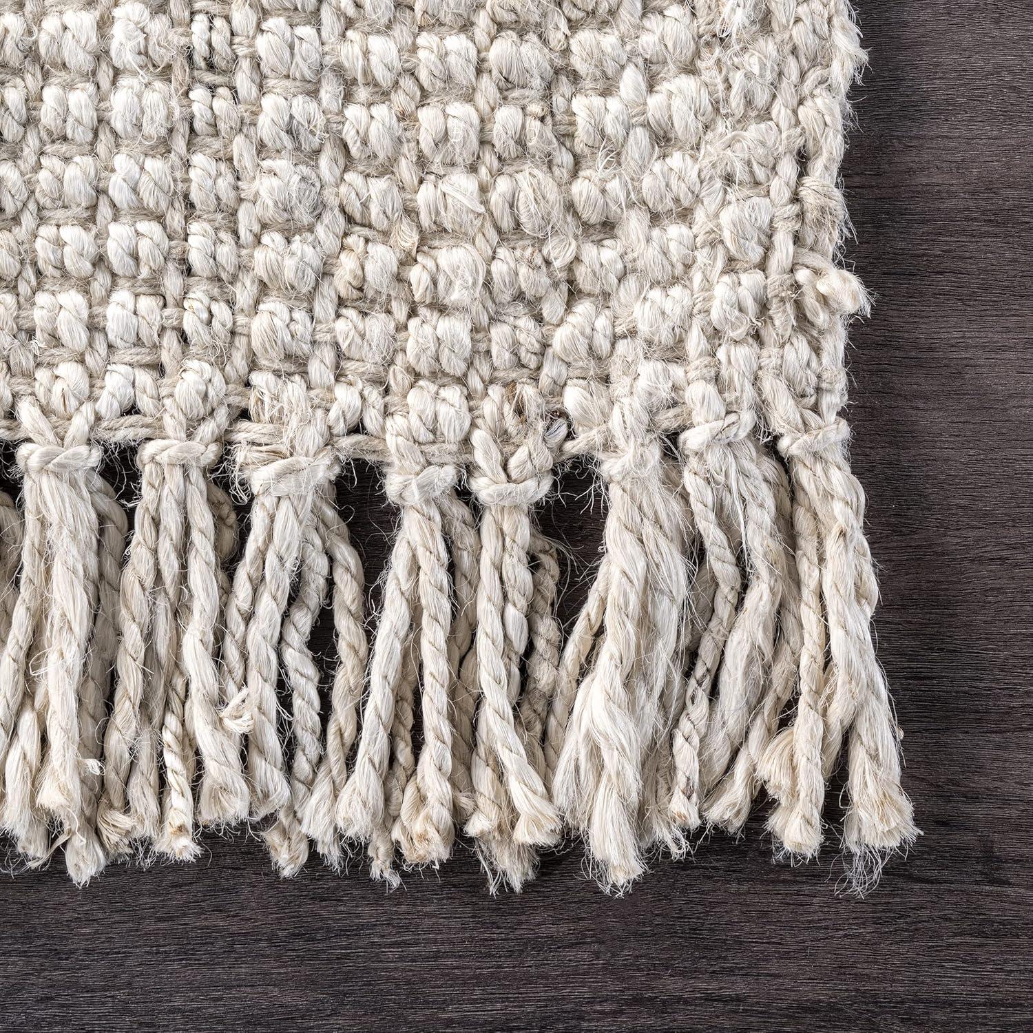 Handwoven Off-White Chunky Jute 2' 6" x 6' Runner Rug