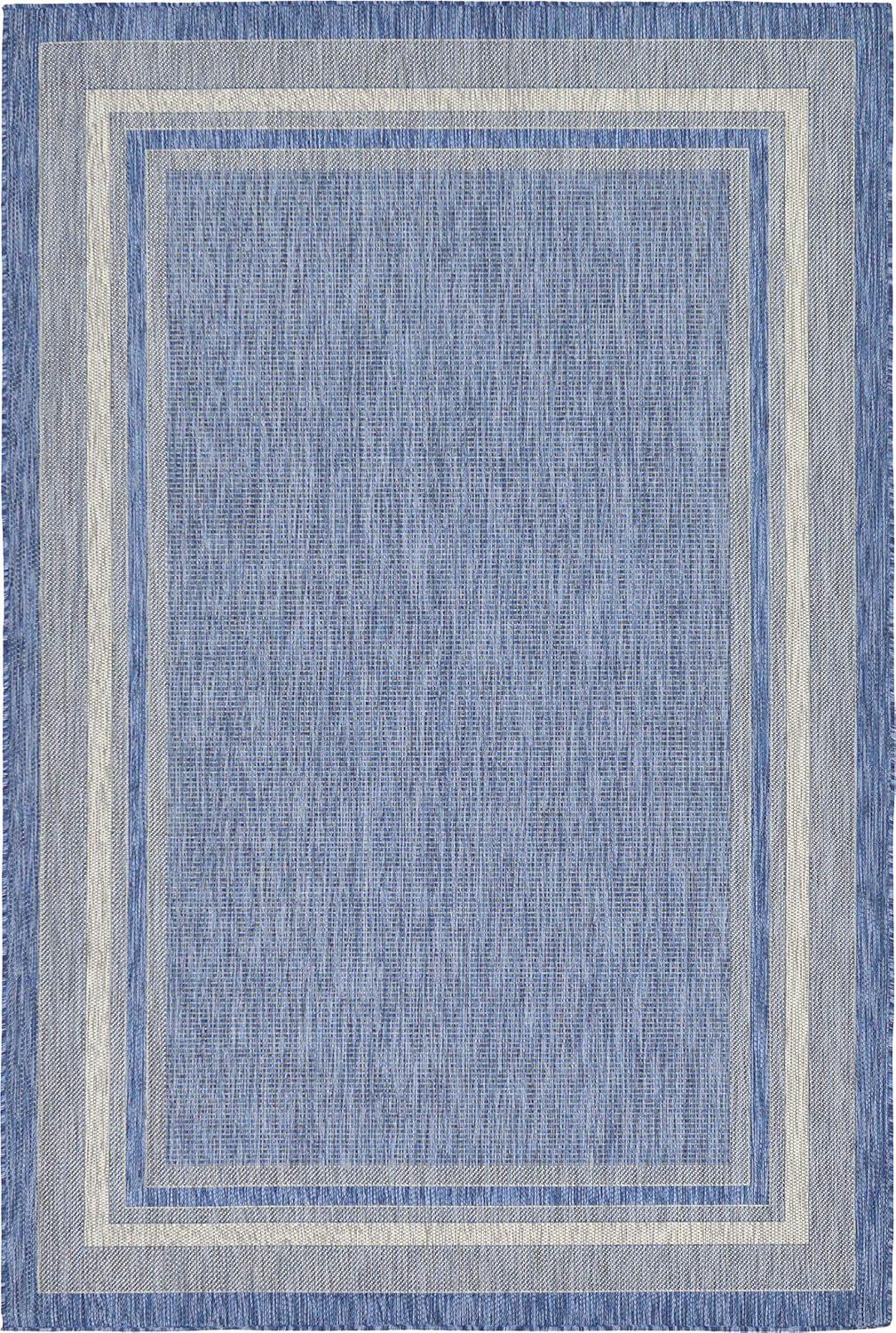 Unique Loom 6' 1 x 9' 0 Rectangle Indoor/Outdoor Border Blue Area Rug