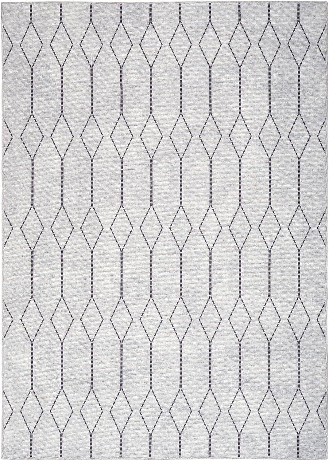 Pymble Geometric Machine Washable Area Rug in Ivory/Grey