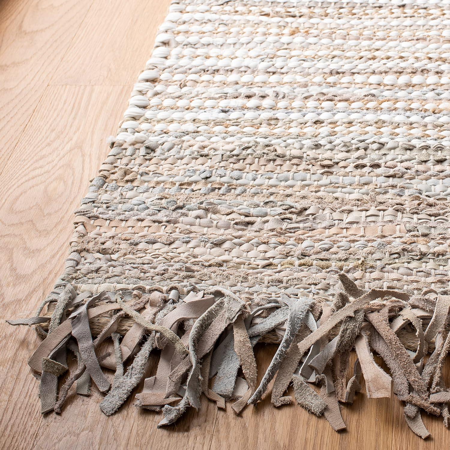 Vintage Leather VTL373 Hand Woven Indoor Area Rug - Beige/Multi - 8'x10' - Safavieh.