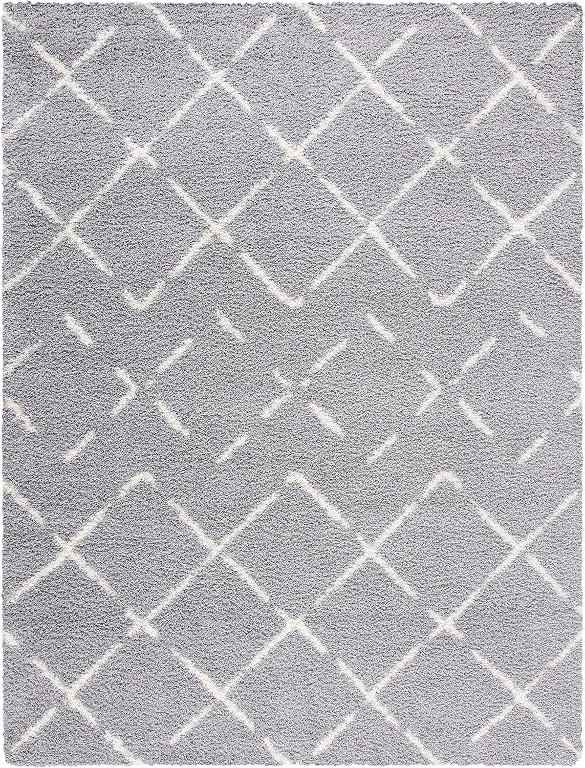 SAFAVIEH Arizona Zarif Geometric Shag Area Rug, Ivory/Beige, 11' x 11' Square