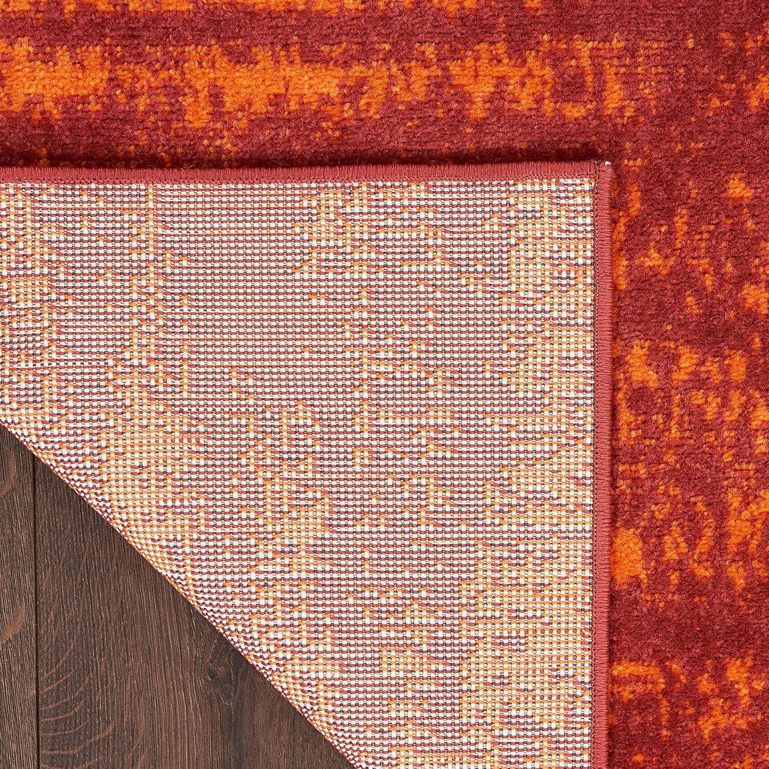 Nourison Essentials Abstract Low Pile Indoor Outdoor Area Rug 6' x 9' Red
