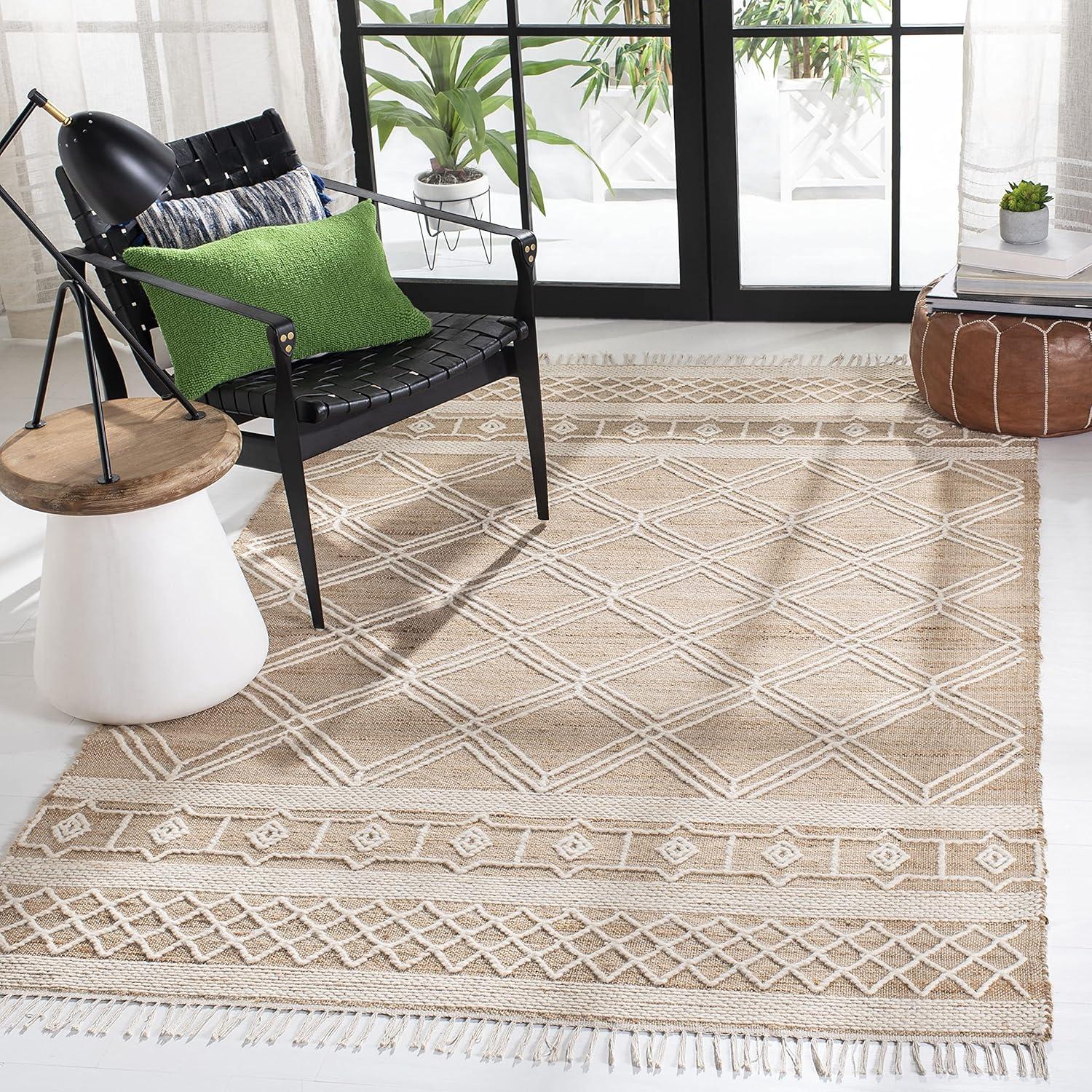 Kilim KLM454 Hand Woven Area Rug - Natural/Ivory - 3'x5' - Safavieh.