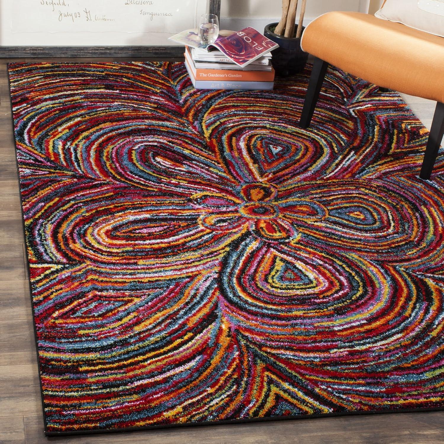 Psychedelic Art Inspired Multicolor Synthetic 4' x 6' Area Rug