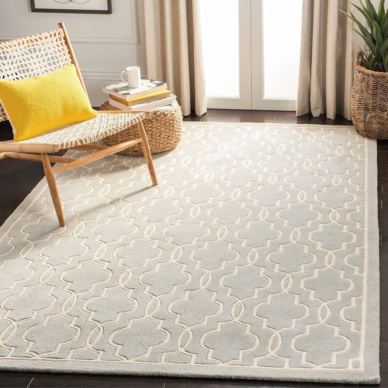 Gray and Ivory Hand-Tufted Wool 9' x 12' Area Rug