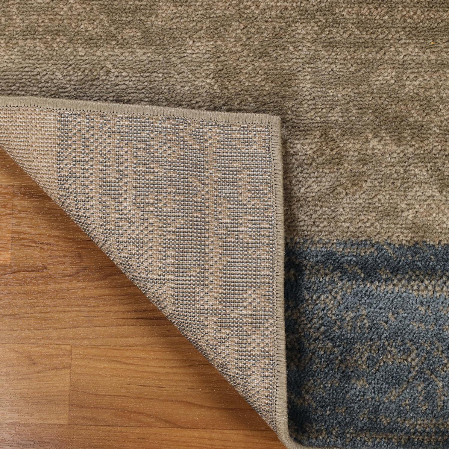 Superior Color Block Area Rug 2' x 3', Plush Indoor Rugs For Living Room Bedroom, Beige-Blue