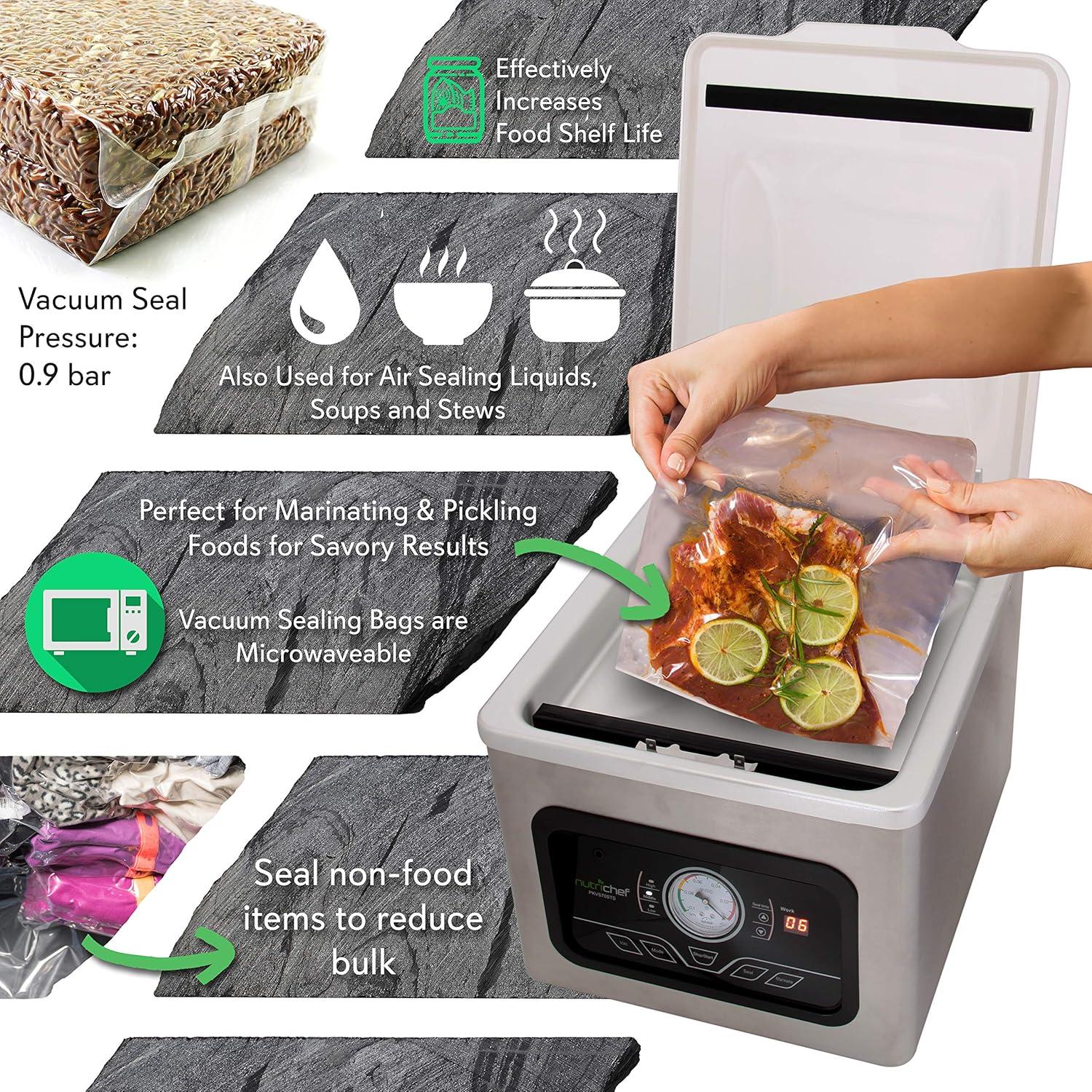 NutriChef Automatic Foodsaver System Air Seal Machine Chamber Vacuum Sealer