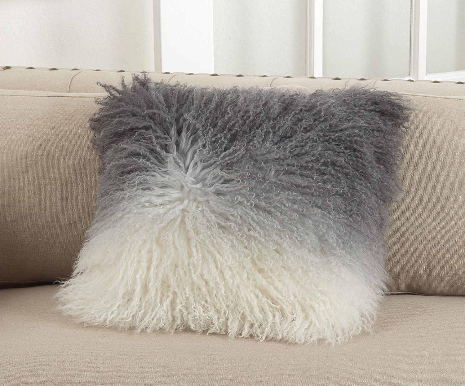 Saro Lifestyle Mongolian Collection Mongolian Lamb Fur Wool Throw Pillow, Poly Filled