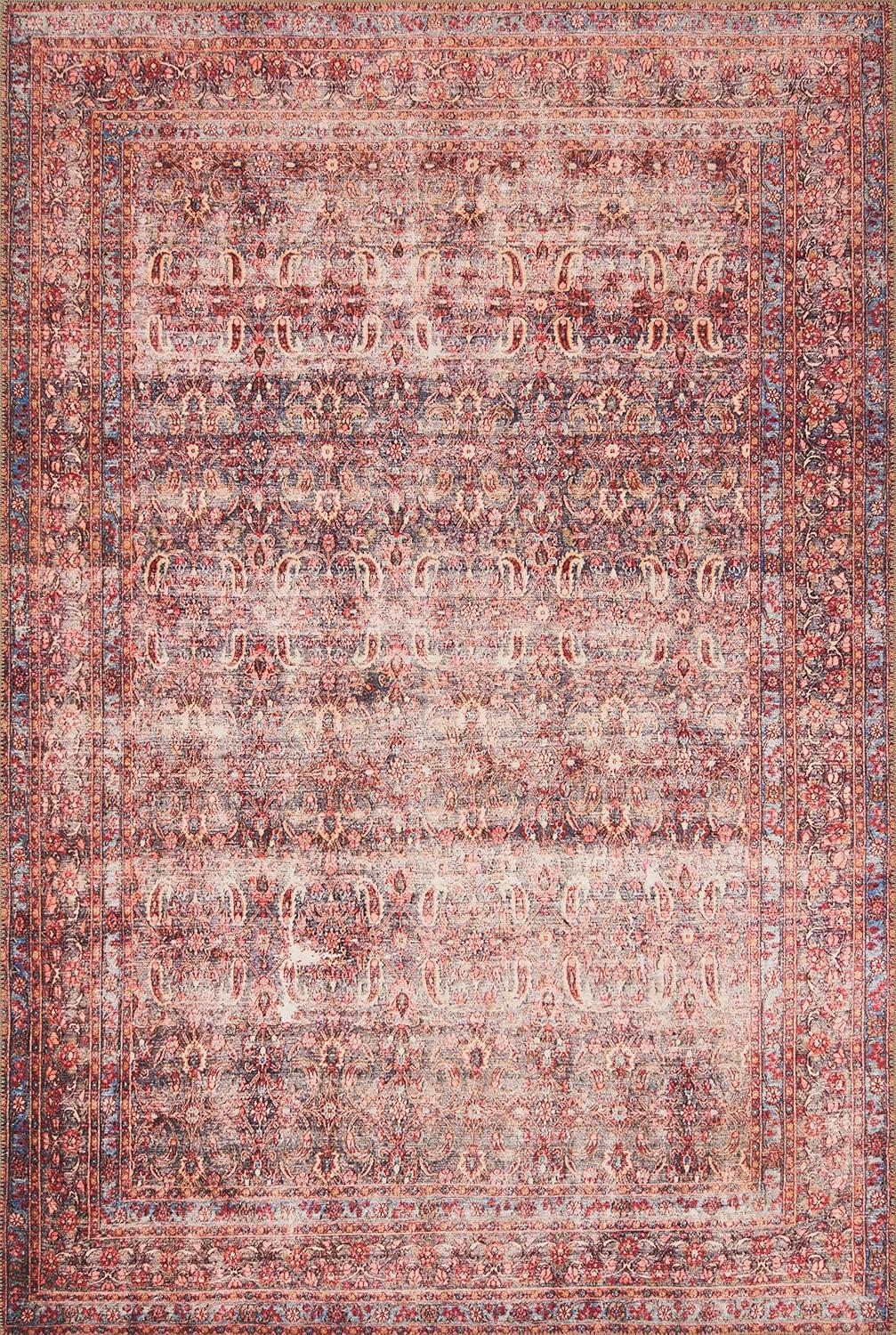 Loren Eggplant and Crimson Vintage Accent Rug