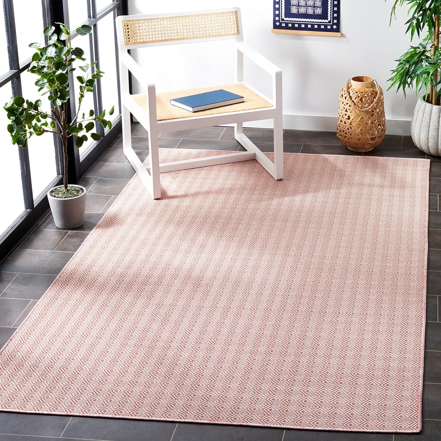 Hampton HTN230 Power Loomed Indoor/Outdoor Area Rug - Terracotta/Ivory - 8'x10' - Safavieh.