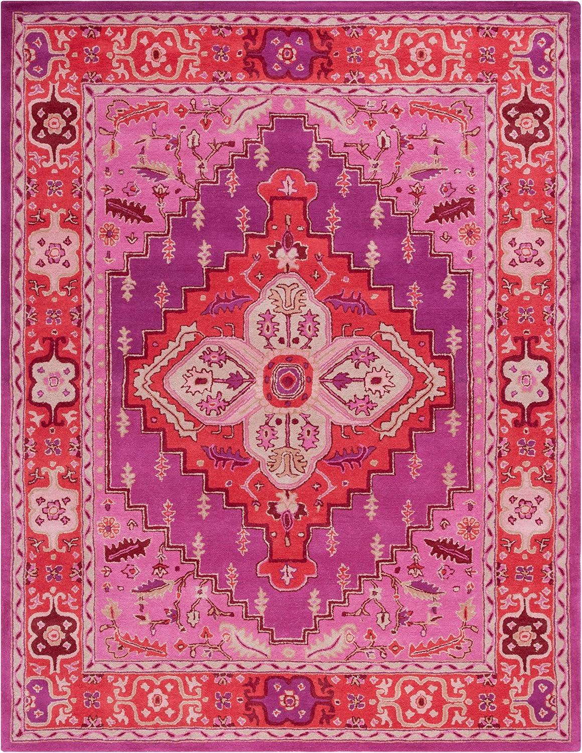 SAFAVIEH Bellagio Major Bordered Wool Area Rug, Red/Pink, 10' x 14'