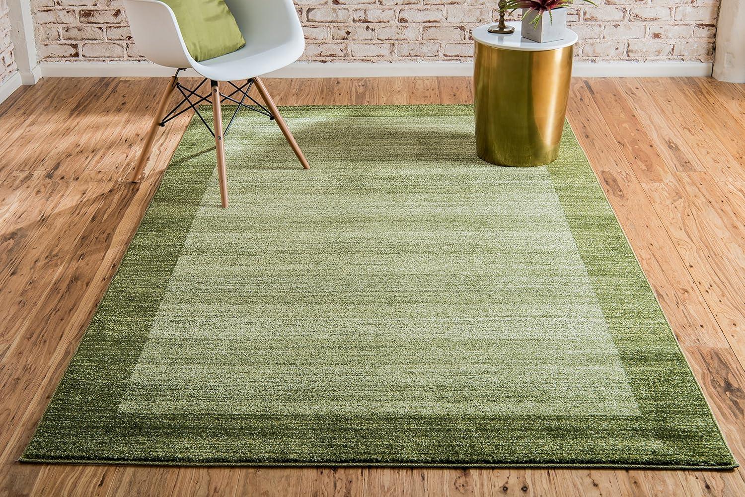 Unique Loom Del Mar Collection Area Rug - Abigail (5' 3" x 8' Rectangle Light Green/Ivory)