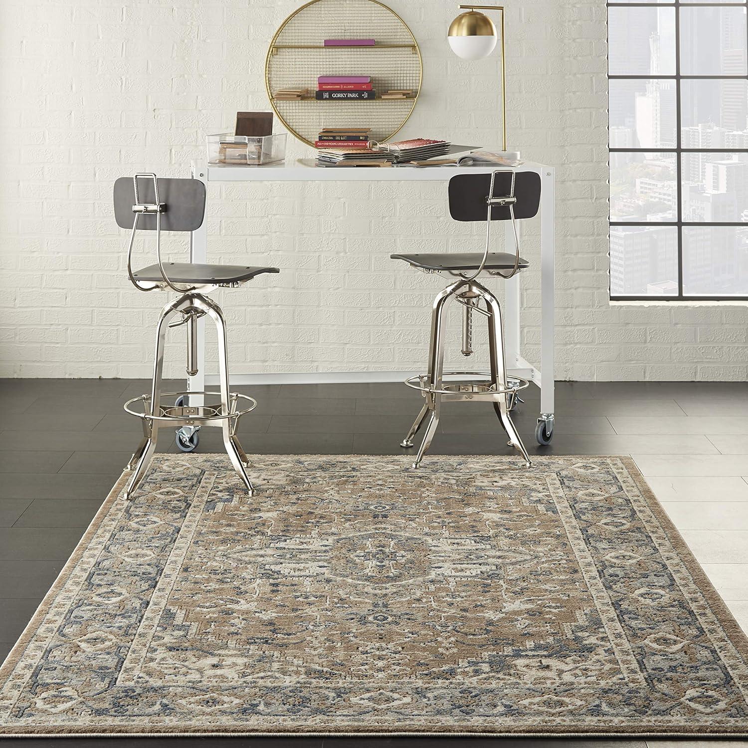 Nourison Concerto Center Medallion Indoor Rug Beige Grey 5'3" x 7'3"