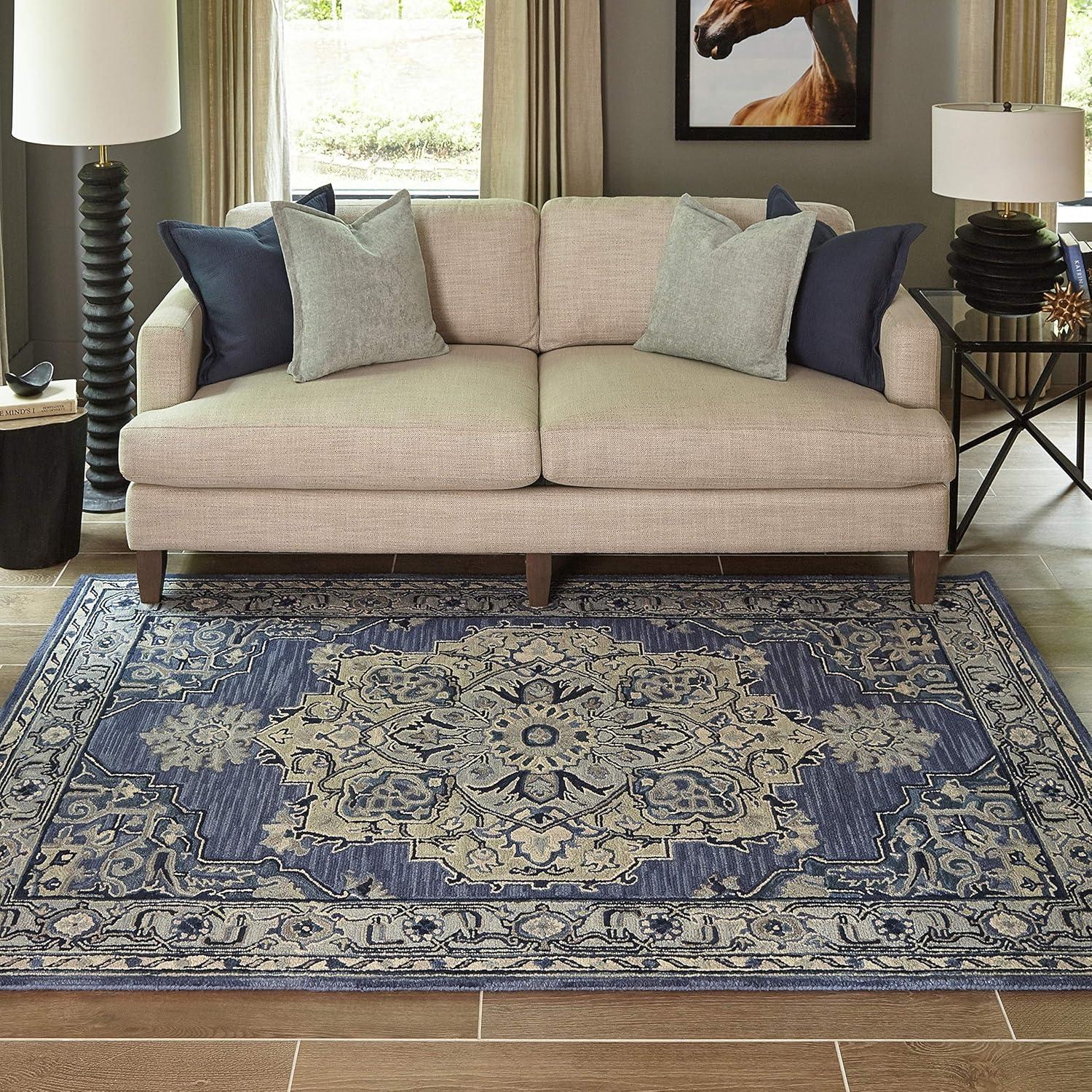 2'x3' Medallion Tufted Accent Rug Denim - Momeni