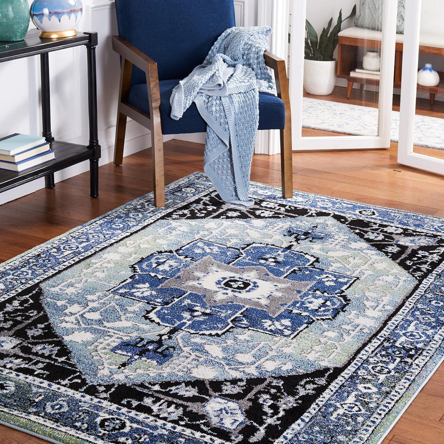 Vintage Hamadan VTH259 Power Loomed Area Rug - Blue/Light Green - 4'x6' - Safavieh.