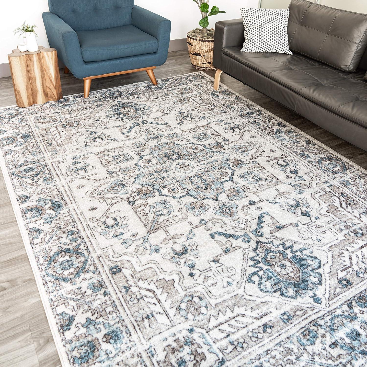 Maples Rugs Antique Border Traditional Beige Ivory Indoor Area Rug, 7' x 10'