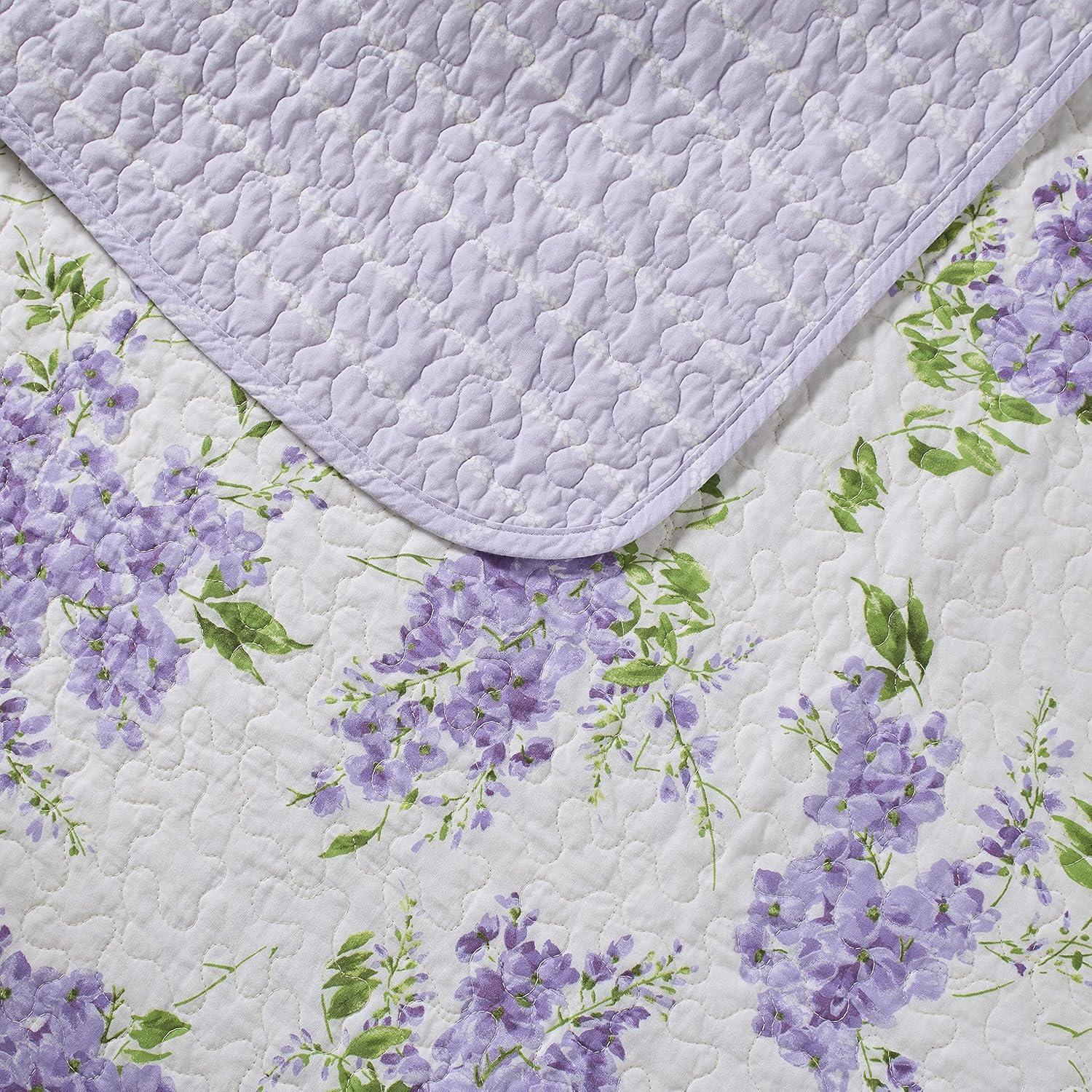 Laura Ashley Keighley Cotton Reversible Purple Quilt Set