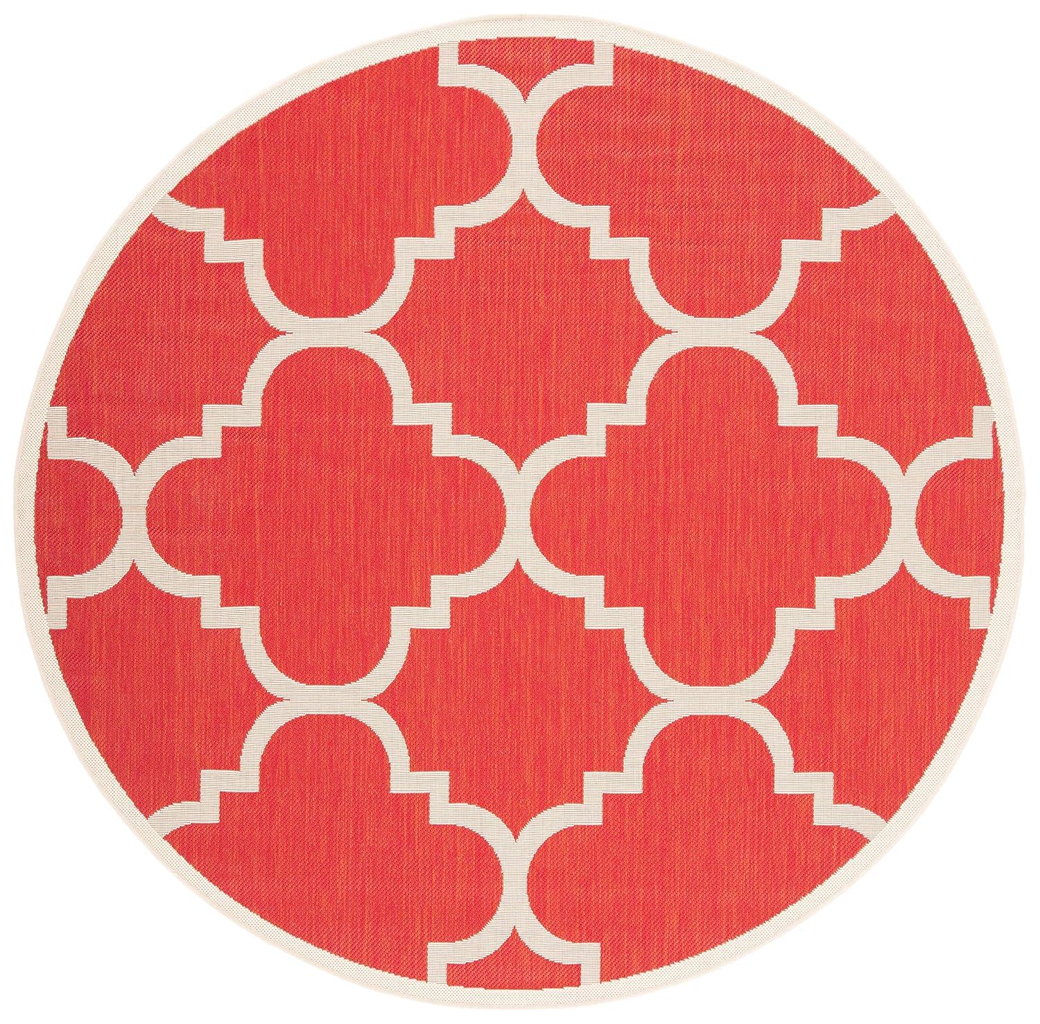 Courtyard CY6243 Power Loomed Indoor and Outdoor Area Rug - Red - 5'3" Round - Safavieh