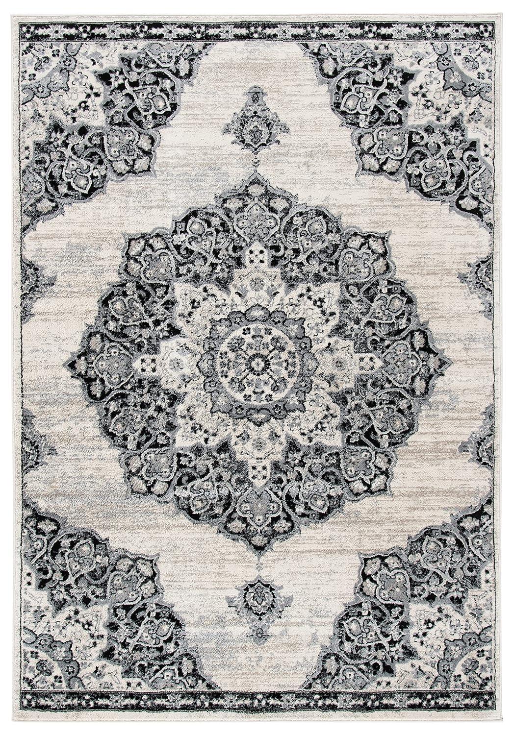 Brentwood BNT802 Power Loomed Area Rug - Ivory/Black - 6'x9' - Safavieh.